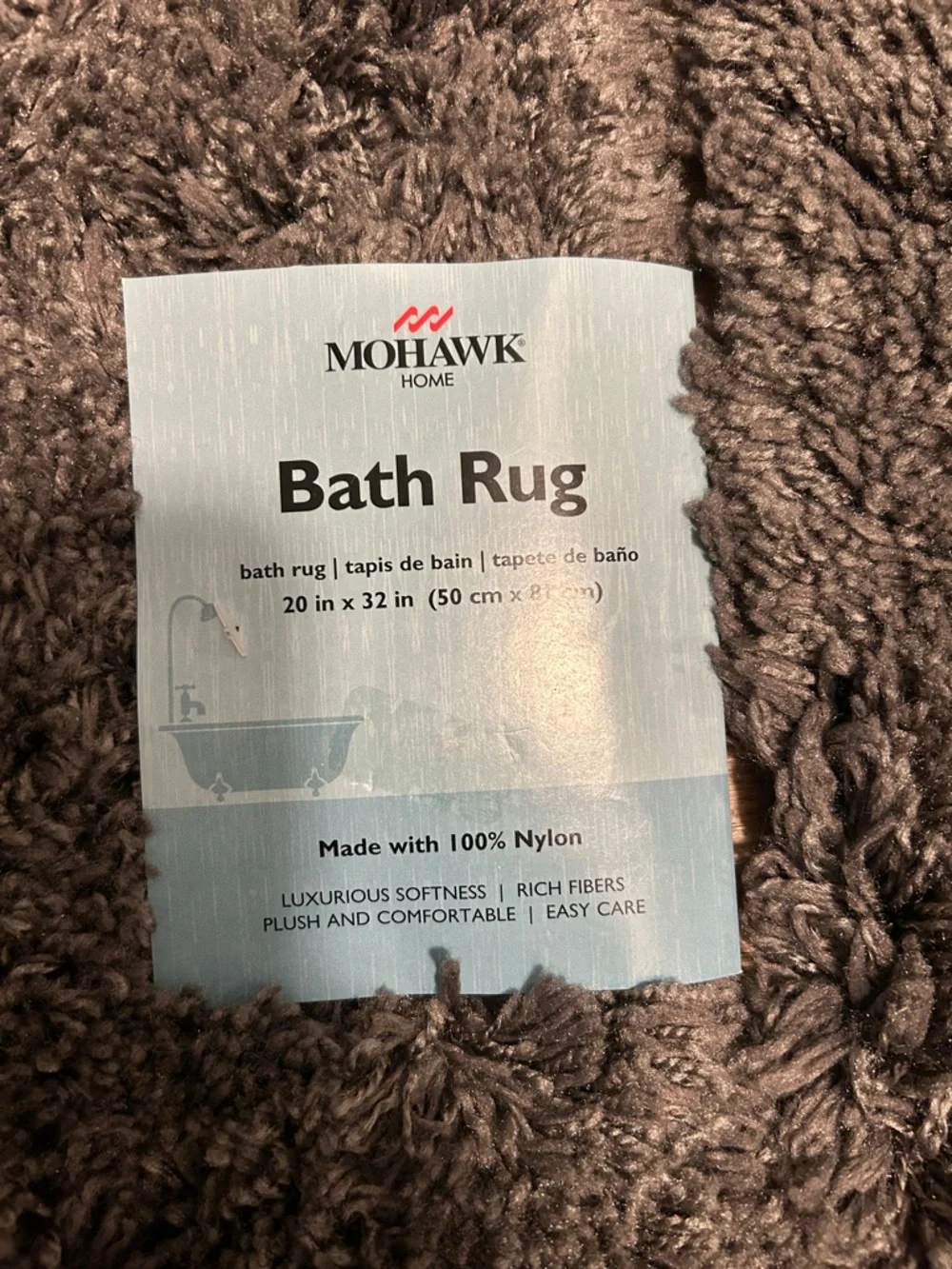 NWT 2 Mohawk Home Grey Shag Plush Bath Rugs